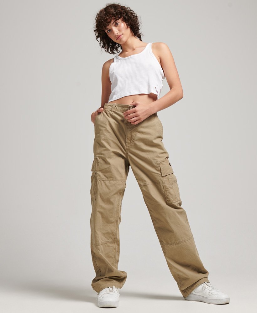 pantalon cargo femme beige